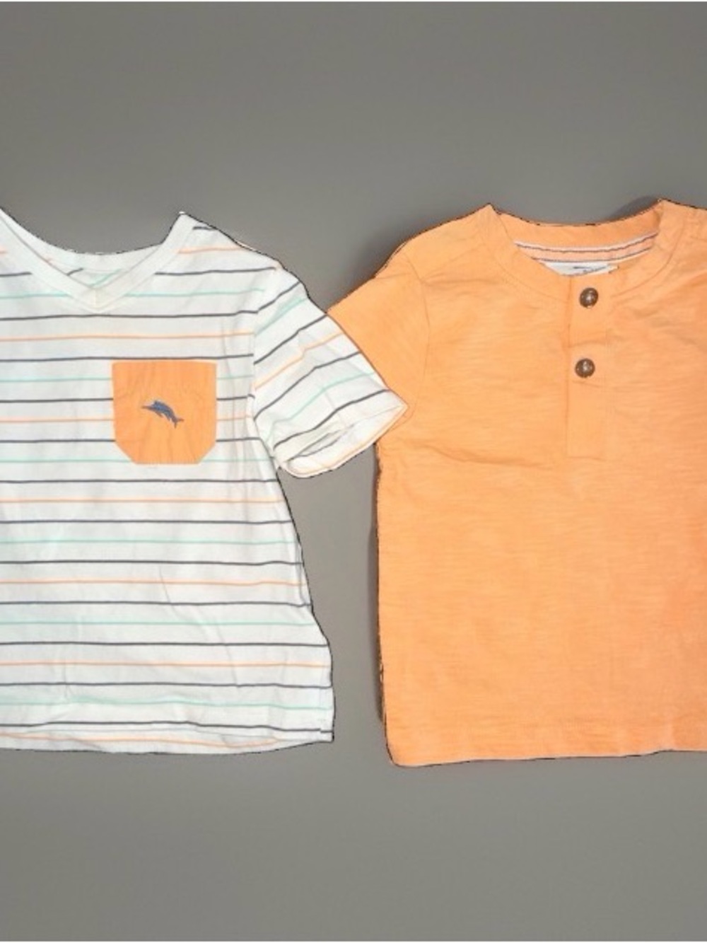 Tommy Bahama Baby Boys Set Of Two T-shirts Orange White Striped Size 12 Months